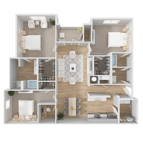 Floor plan for 3 beds, 2 baths, 1817 sqft